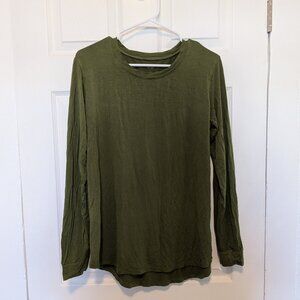 Kyte Living Long Sleeve Shirt Bamboo Blend Womens Large Green Crew Neck Top